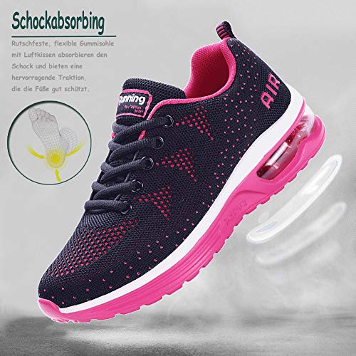 Hombre Mujer Zapatillas de Deportes Zapatos Deportivos Aire Libre para Correr Calzado Sneakers Running-BluePink40