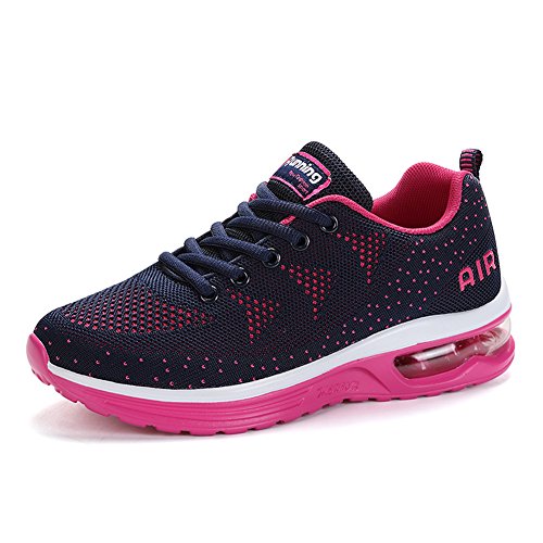 Hombre Mujer Zapatillas de Deportes Zapatos Deportivos Aire Libre para Correr Calzado Sneakers Running-BluePink40