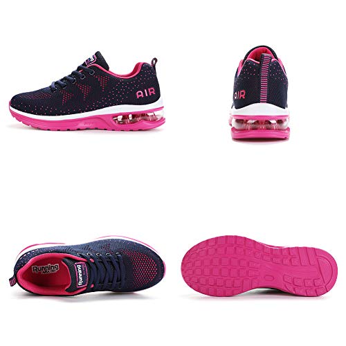 Hombre Mujer Zapatillas de Deportes Zapatos Deportivos Aire Libre para Correr Calzado Sneakers Running-BluePink40