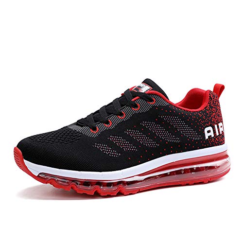 Hombre Mujer Zapatillas de Deportes Zapatos Sneakers Running Deportivos Aire Libre para Correr Calzado Black Red 38