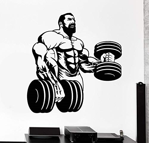 Hombre musculoso fuerte culturismo fitness fitness vinilo pared calcomanía culturismo club gimnasio decoración del hogar creativo etiqueta de la pared A8 57x60cm