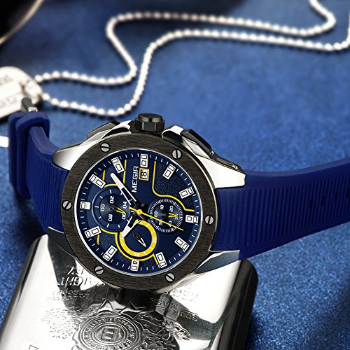 Hombre Relojes Moda Impermeable Silicona Cronógrafo Relojes Negocios Analogicos Cuarzo Relojes Clásico Azul Correa Fecha Calendario Relojes Hombre Relojes Moda Impermeable Silicona Cronógrafo Relojes Negocios Analogicos Cuarzo Relojes Clásico Azul Correa Fecha Calendario Relojes