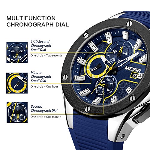 Hombre Relojes Moda Impermeable Silicona Cronógrafo Relojes Negocios Analogicos Cuarzo Relojes Clásico Azul Correa Fecha Calendario Relojes Hombre Relojes Moda Impermeable Silicona Cronógrafo Relojes Negocios Analogicos Cuarzo Relojes Clásico Azul Correa Fecha Calendario Relojes