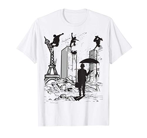 Hombre Skater tshirt patinador skateboard France arts patineta Camiseta