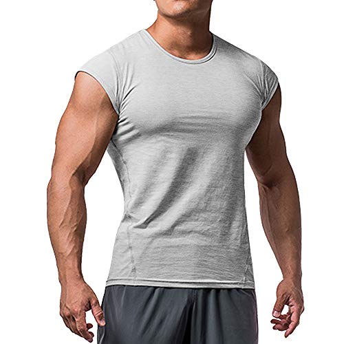 Hombres Atlético Playeras Camisetas Corto Manga Músculo Cortar para Culturismo Rutina de Ejercicio Formación Aptitud Tops Cuello Algodón