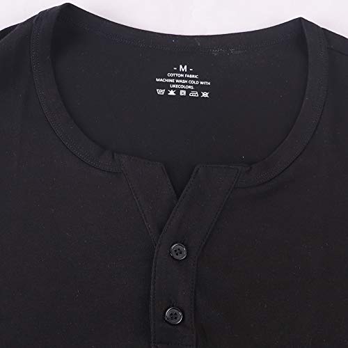 Hombres Casual Manga Corta Camiseta Soltero Botón Abertura Llano v Cuello Camisas Algodón Hombres Casual Manga Corta Camiseta Soltero Botón Abertura Llano v Cuello Camisas Algodón