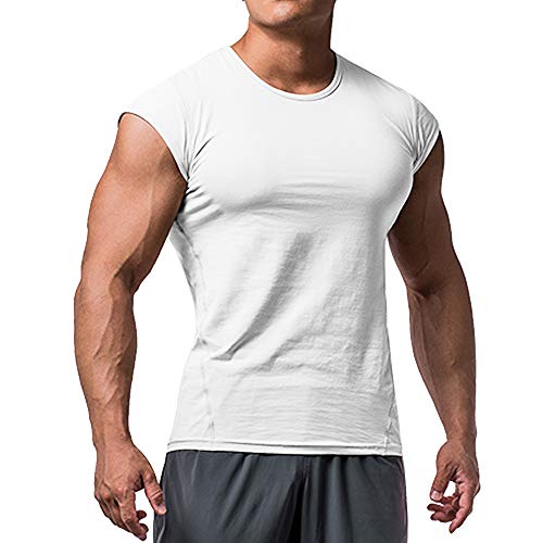 Hombres Corte Muscular Camiseta Manga Corta para Culturismo Gimnasio Rutina de Ejercicio Camisetas Algodón