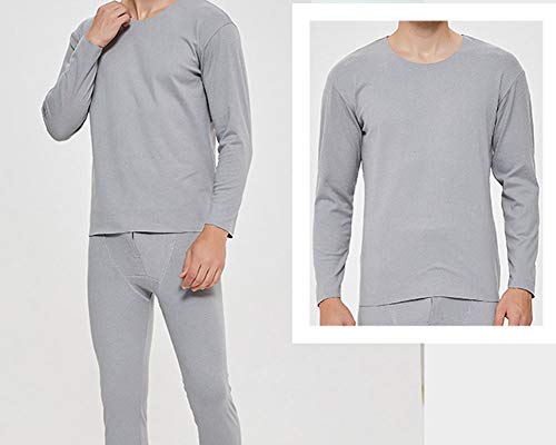 Hombres Invierno cálido Esquí Traje de Ropa Interior Térmica Manga Larga Cuello Redondo Camiseta Interior y Pantalón para Correr, Esquiar, Ciclismo, Entrenamiento Gris Claro 7XL