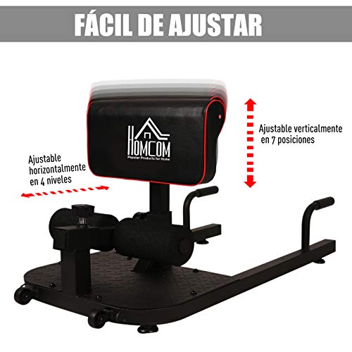 HOMCOM 3-en-1 Profundo Sissy Squat Máquina Equipo de sentadilla para Ejercicios Abdominales Tablero supino Multifuncional Ayuda en Cuclillas Equipo