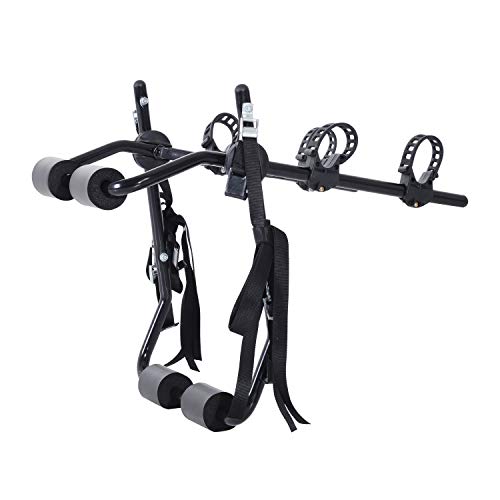 HOMCOM Accesories Portabicicletas para Portón Trasero Plegable con Correas de Seguridad Soporte de 2 Bicicletas hasta 50kg para la Mayoría Modelos de Coche 75x60x10cm Negro