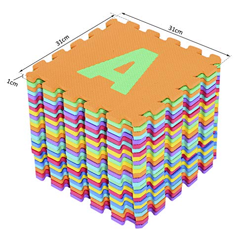 HOMCOM Alfombra Puzle 2.41㎡ Niños 26 Letras Goma Espuma Estera Juego Puzzle