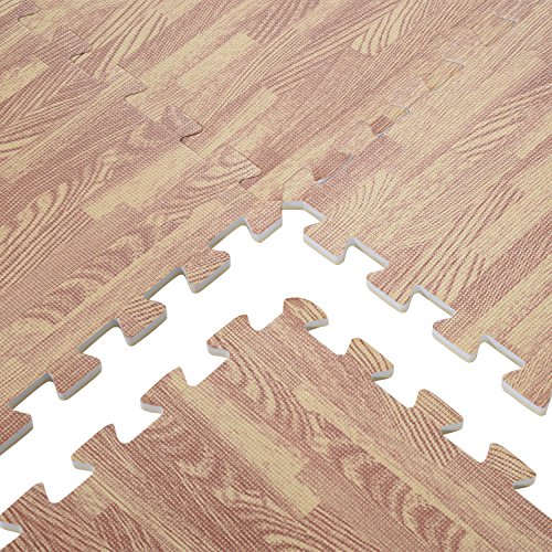 HOMCOM Alfombra Puzzle 16 Piezas de Juegos Sauve Alfombrilla Puzzle Protectora de Suelo Goma Espuma EVA para Gimnasio 60x60x1 cm Marrón