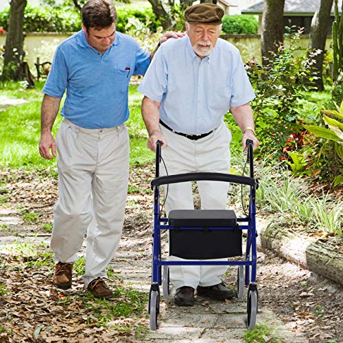 HOMCOM Andador para Adultos Plegable con Almacenaje Asiento y Frenos 77x55.5x84-93 cm Azul y Negro HOMCOM Andador para Adultos Plegable con Almacenaje Asiento y Frenos 77x55.5x84-93 cm Azul y Negro