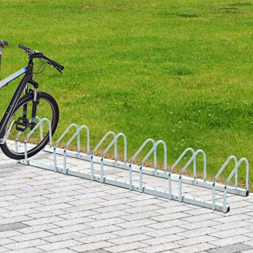 HOMCOM Aparcamiento 6 Bicicletas Soporte Aparcar Bici Suelo y Pared Garaje Almacenamiento Acero (6 Bicicletas)