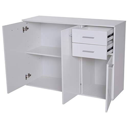 HOMCOM Armario Gabinete Consola Aparador Buffet Mueble Organizador de Almacenaje Multiusos de Comedor Salón con Puertas y Cajones 106x35x76cm