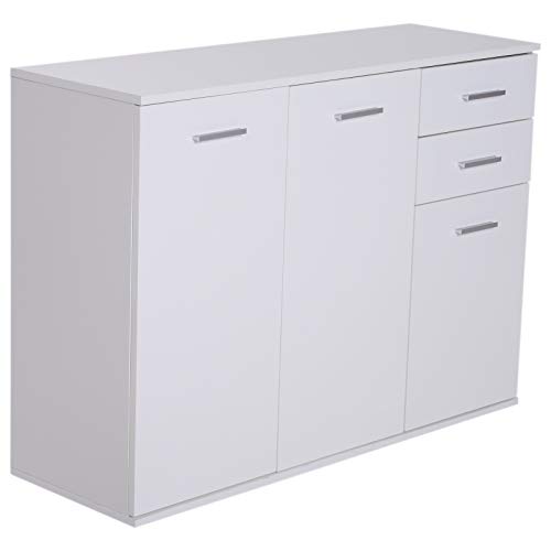 HOMCOM Armario Gabinete Consola Aparador Buffet Mueble Organizador de Almacenaje Multiusos de Comedor Salón con Puertas y Cajones 106x35x76cm HOMCOM Armario Gabinete Consola Aparador Buffet Mueble Organizador de Almacenaje Multiusos de Comedor Salón con Puertas y Cajones 106x35x76cm