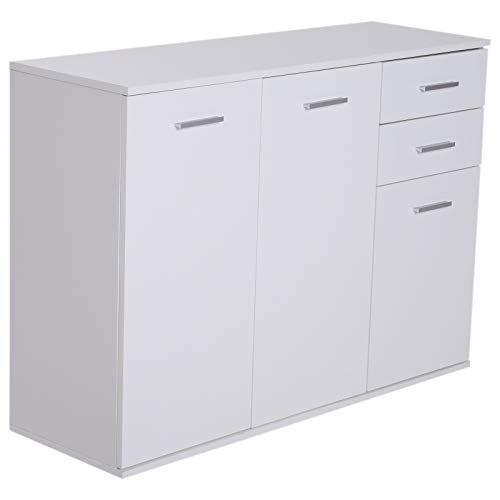 HOMCOM Armario Gabinete Consola Aparador Buffet Mueble Organizador de Almacenaje Multiusos de Comedor Salón con Puertas y Cajones 106x35x76cm