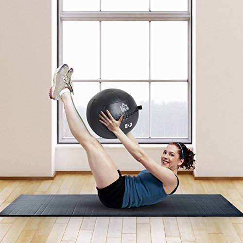 HOMCOM Balón Medicinal de Crossfit 8Kg con Asas Tipo Pelota de Ejercicios de Cuero y PU Ф35cm HOMCOM Balón Medicinal de Crossfit 8Kg con Asas Tipo Pelota de Ejercicios de Cuero y PU Ф35cm