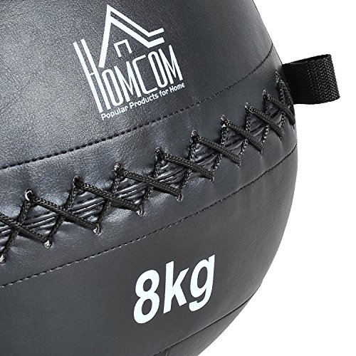 HOMCOM Balón Medicinal de Crossfit 8Kg con Asas Tipo Pelota de Ejercicios de Cuero y PU Ф35cm HOMCOM Balón Medicinal de Crossfit 8Kg con Asas Tipo Pelota de Ejercicios de Cuero y PU Ф35cm