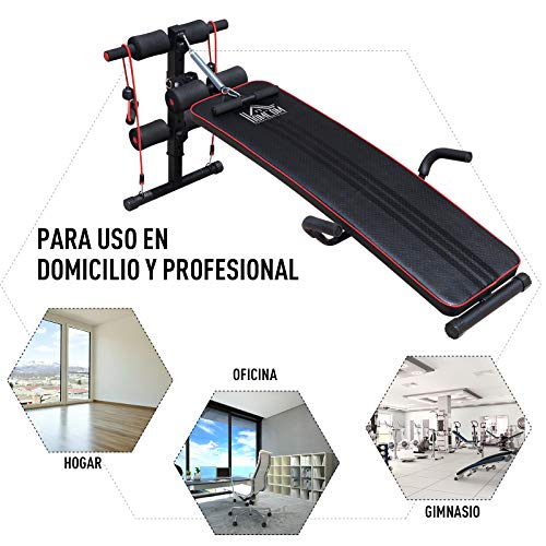 HOMCOM Banco de Abdominales Altura Ajustable Banco de Musculación Multifuncional para Fitness Entrenamiento de Espalda Abdominal Piernas Carga 120kg con 2 Cuerdas y 1 Tirador de Resorte HOMCOM Banco de Abdominales Altura Ajustable Banco de Musculación Multifuncional para Fitness Entrenamiento de Espalda Abdominal Piernas Carga 120kg con 2 Cuerdas y 1 Tirador de Resorte