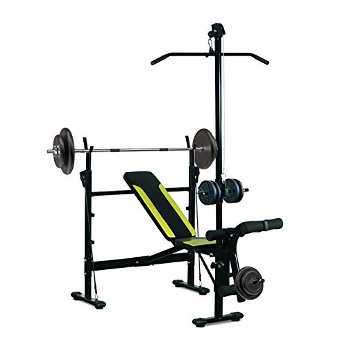 HOMCOM Banco de Pesas Reclinable Multifunción para Entrenamiento y Musculación 175x110x202 cm Negro