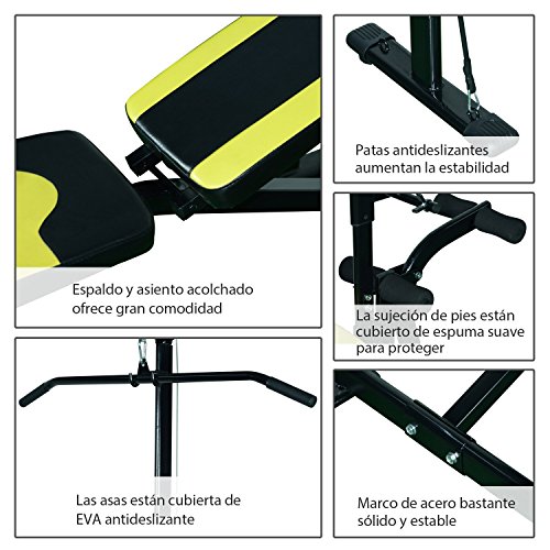 HOMCOM Banco de Pesas Reclinable Multifunción para Entrenamiento y Musculación 175x110x202 cm Negro HOMCOM Banco de Pesas Reclinable Multifunción para Entrenamiento y Musculación 175x110x202 cm Negro