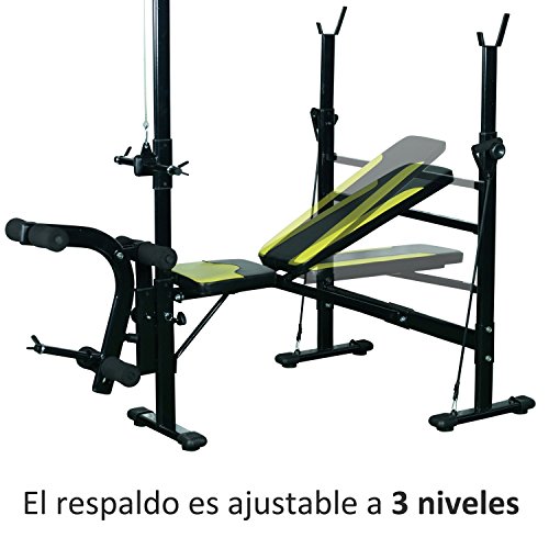 HOMCOM Banco de Pesas Reclinable Multifunción para Entrenamiento y Musculación 175x110x202 cm Negro HOMCOM Banco de Pesas Reclinable Multifunción para Entrenamiento y Musculación 175x110x202 cm Negro