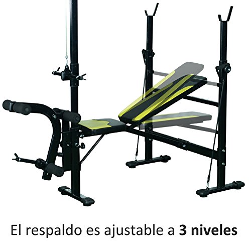 HOMCOM Banco de Pesas Reclinable Multifunción para Entrenamiento y Musculación 175x110x202 cm Negro