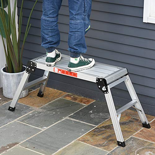 HOMCOM Banco Plegable Plataforma de Trabajo Escalera de Aluminio 150Kg Escalon Taburete HOMCOM Banco Plegable Plataforma de Trabajo Escalera de Aluminio 150Kg Escalon Taburete