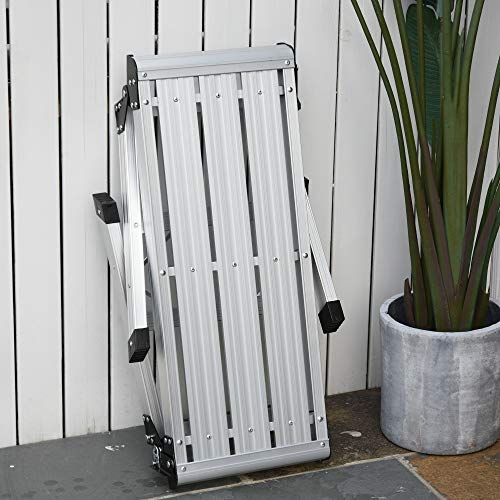 HOMCOM Banco Plegable Plataforma de Trabajo Escalera de Aluminio 150Kg Escalon Taburete HOMCOM Banco Plegable Plataforma de Trabajo Escalera de Aluminio 150Kg Escalon Taburete