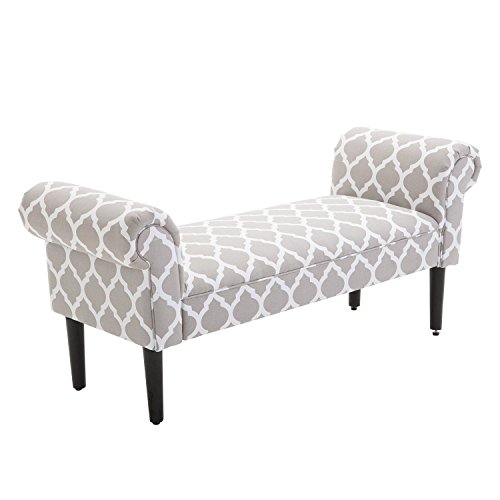 HOMCOM Banqueta con Brazos Tapizada para Pie de Cama Tipo Banco de Madera para Dormitorio o Recibidor 132x45.5x58cm HOMCOM Banqueta con Brazos Tapizada para Pie de Cama Tipo Banco de Madera para Dormitorio o Recibidor 132x45.5x58cm