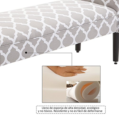 HOMCOM Banqueta con Brazos Tapizada para Pie de Cama Tipo Banco de Madera para Dormitorio o Recibidor 132x45.5x58cm