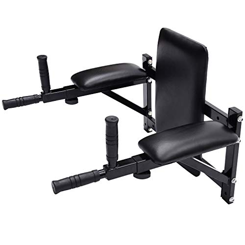 HOMCOM Barra de Musculación para Pared con Brazos Ajustables para Hacer Dominadas Flexiones y Crossfit en Casa 70x53-63x48 cm Negro