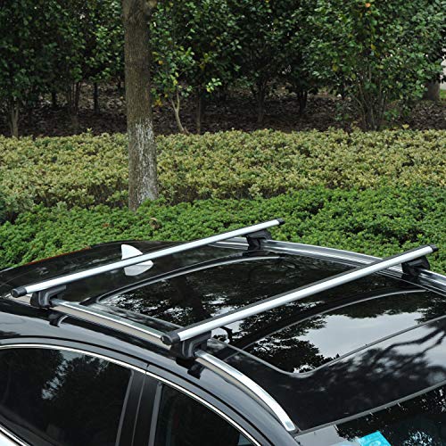 HOMCOM Barras de Coche Universal con Llave Tipo Baca Portaequipajes de Aluminio para Techo 120cm HOMCOM Barras de Coche Universal con Llave Tipo Baca Portaequipajes de Aluminio para Techo 120cm