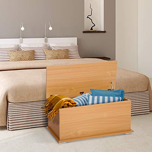 HOMCOM Baúl Madera Armario Bajo de Almacenaje Banco Asiento Arcón Multiusos Caja de Juguete Taburete para Cama 100x40x40cm