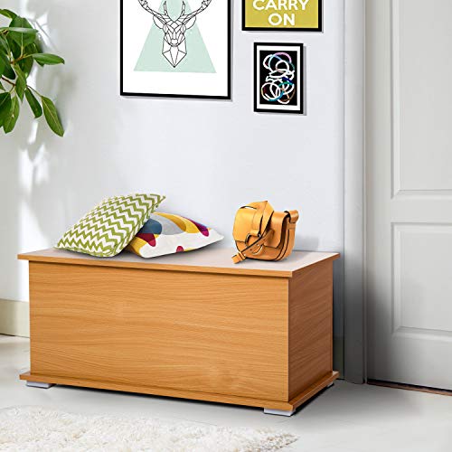 HOMCOM Baúl Madera Armario Bajo de Almacenaje Banco Asiento Arcón Multiusos Caja de Juguete Taburete para Cama 100x40x40cm HOMCOM Baúl Madera Armario Bajo de Almacenaje Banco Asiento Arcón Multiusos Caja de Juguete Taburete para Cama 100x40x40cm