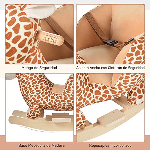 HOMCOM Caballito Balancín Bebé +18 Meses Balancín Peluche Madera con 32 Canciones Cinturón de Seguridad Girafa de Peluche 60x33x45cm HOMCOM Caballito Balancín Bebé +18 Meses Balancín Peluche Madera con 32 Canciones Cinturón de Seguridad Girafa de Peluche 60x33x45cm
