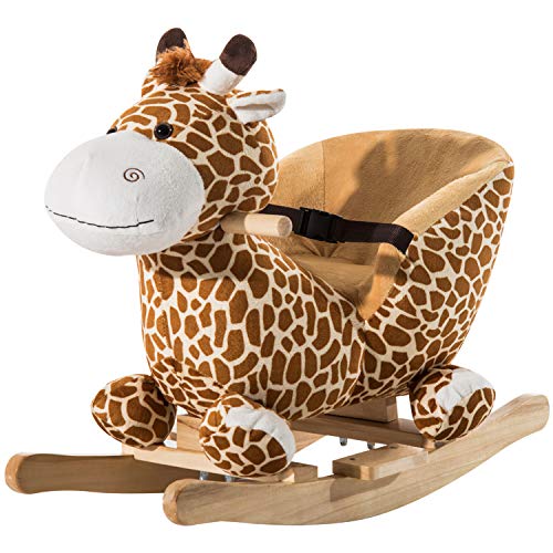 HOMCOM Caballito Balancín Bebé +18 Meses Balancín Peluche Madera con 32 Canciones Cinturón de Seguridad Girafa de Peluche 60x33x45cm HOMCOM Caballito Balancín Bebé +18 Meses Balancín Peluche Madera con 32 Canciones Cinturón de Seguridad Girafa de Peluche 60x33x45cm