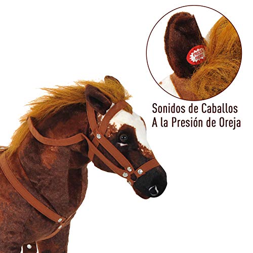 HOMCOM Caballo de Juguete Niños Mayores de 3 años con Silla y Sonidos Pilas Incluidas (Marron)