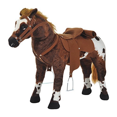 HOMCOM Caballo de Juguete Niños Mayores de 3 años con Silla y Sonidos Pilas Incluidas (Marron)