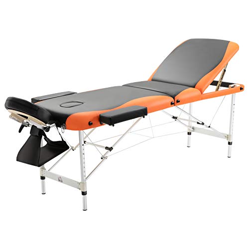 HOMCOM Cama De Masaje Aluminio Plegable 185x60cm Tatuaje Terapia Cama Negro Naranja NUEVO HOMCOM Cama De Masaje Aluminio Plegable 185x60cm Tatuaje Terapia Cama Negro Naranja NUEVO