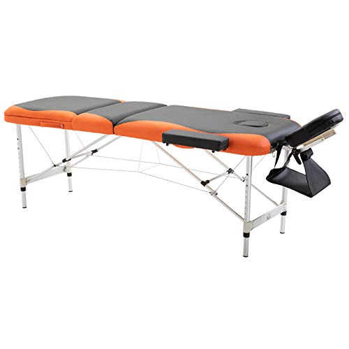 HOMCOM Cama De Masaje Aluminio Plegable 185x60cm Tatuaje Terapia Cama Negro Naranja NUEVO HOMCOM Cama De Masaje Aluminio Plegable 185x60cm Tatuaje Terapia Cama Negro Naranja NUEVO