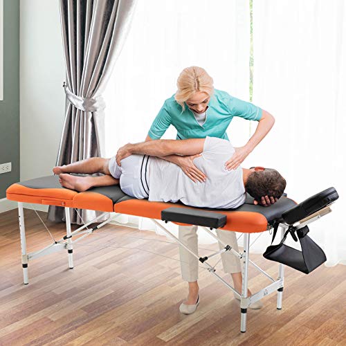 HOMCOM Cama De Masaje Aluminio Plegable 185x60cm Tatuaje Terapia Cama Negro Naranja NUEVO