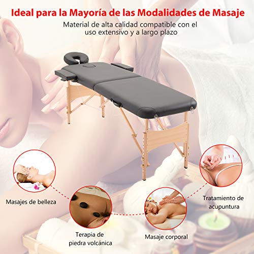 HOMCOM Cama De Masaje Madera Plegable 182 x 60cm Tatuaje Terapia Sofa Cama Negro NUEVO HOMCOM Cama De Masaje Madera Plegable 182 x 60cm Tatuaje Terapia Sofa Cama Negro NUEVO