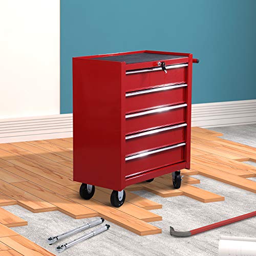 HOMCOM Carro Caja de Herramientas Taller movil con 5 cajones 4 Ruedas Chapa de Acero Rojo HOMCOM Carro Caja de Herramientas Taller movil con 5 cajones 4 Ruedas Chapa de Acero Rojo