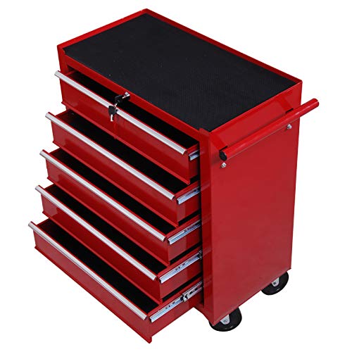 HOMCOM Carro Caja de Herramientas Taller movil con 5 cajones 4 Ruedas Chapa de Acero Rojo HOMCOM Carro Caja de Herramientas Taller movil con 5 cajones 4 Ruedas Chapa de Acero Rojo