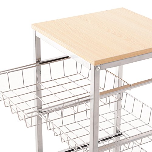 HOMCOM Carro Múltiusos de Cocina Baño con Ruedas 5 Niveles Carrito de Servicio Isla de Cocina Carrito Auxiliar Verdulero Frutero 36.5x36.5x89cm Carga 20kg