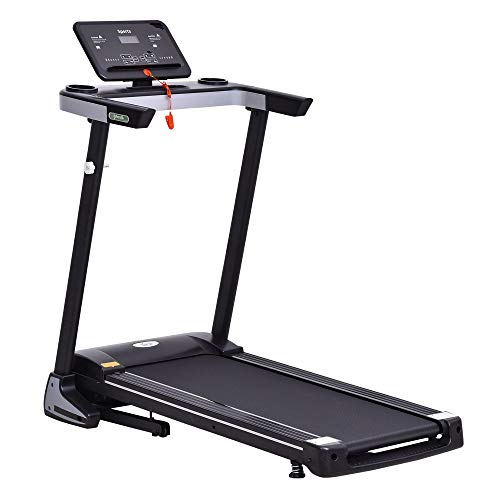 HOMCOM Cinta de Correr Eléctrica Plegable con 12 Programas Pantalla LCD Soportes de Objetos Botón de Emergencia Velocidad 12 km/h Motor 500 W Carga 100 kg 71x128x122 Negro