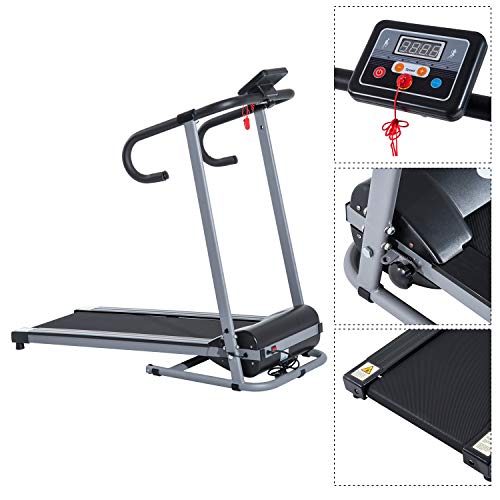 HOMCOM Cinta de Correr Plegable y Eléctrica de 500W para Fitness 1-10Km/h con Pantalla LCD y Carga Máx. 110 kg Negro y Gris