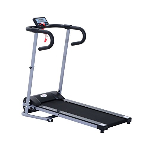 HOMCOM Cinta de Correr Plegable y Eléctrica de 500W para Fitness 1-10Km/h con Pantalla LCD y Carga Máx. 110 kg Negro y Gris